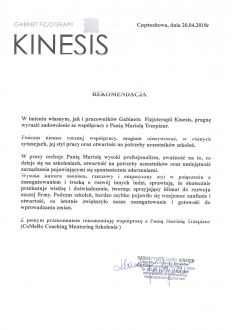 Rekomendacje - Gabinet Fizjoterapii KINESIS